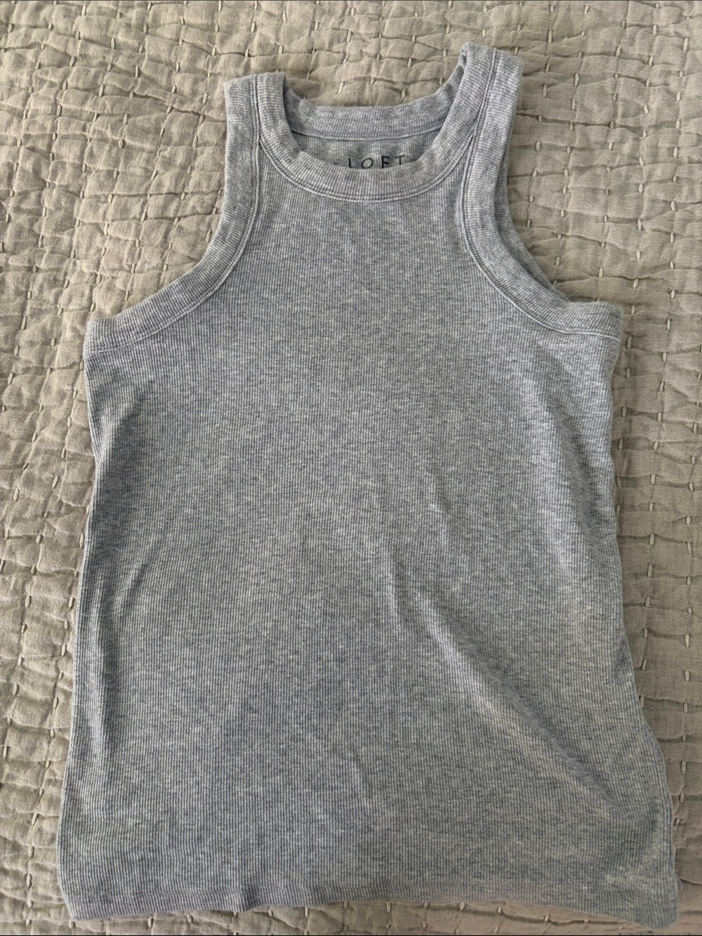 LOFT Heather Gray Racerback Ribbed Tank